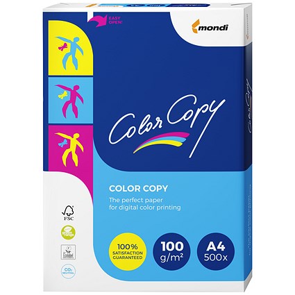 Color Copy A4 Premium Super Smooth Copier Paper, White, 100gsm, Ream (500 Sheets)