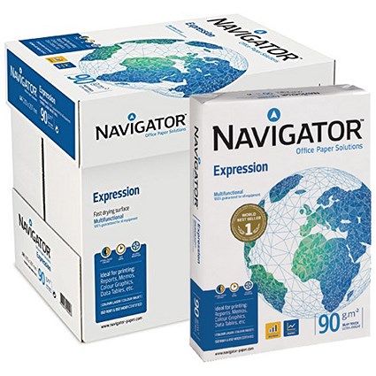 Navigator Expression A4 Paper White, 90gsm, Box (5 x 500 Sheets)